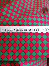Laura Ashley Harlequin check diamond new vintage fabric 2.7 yards 1980 red green