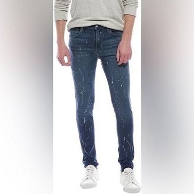 Hudson Men s NWT Zane Reflex White paint splatter Skinny Leg Jeans size 42