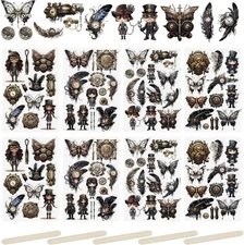 WANDIC 16 Sheets Rub On Transfer Stickers Retro Decals 16 sheets, Punk Themed 