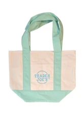 Trader Joes Mini Pastel Canvas Tote Bag Mint Green New With Tags NWT