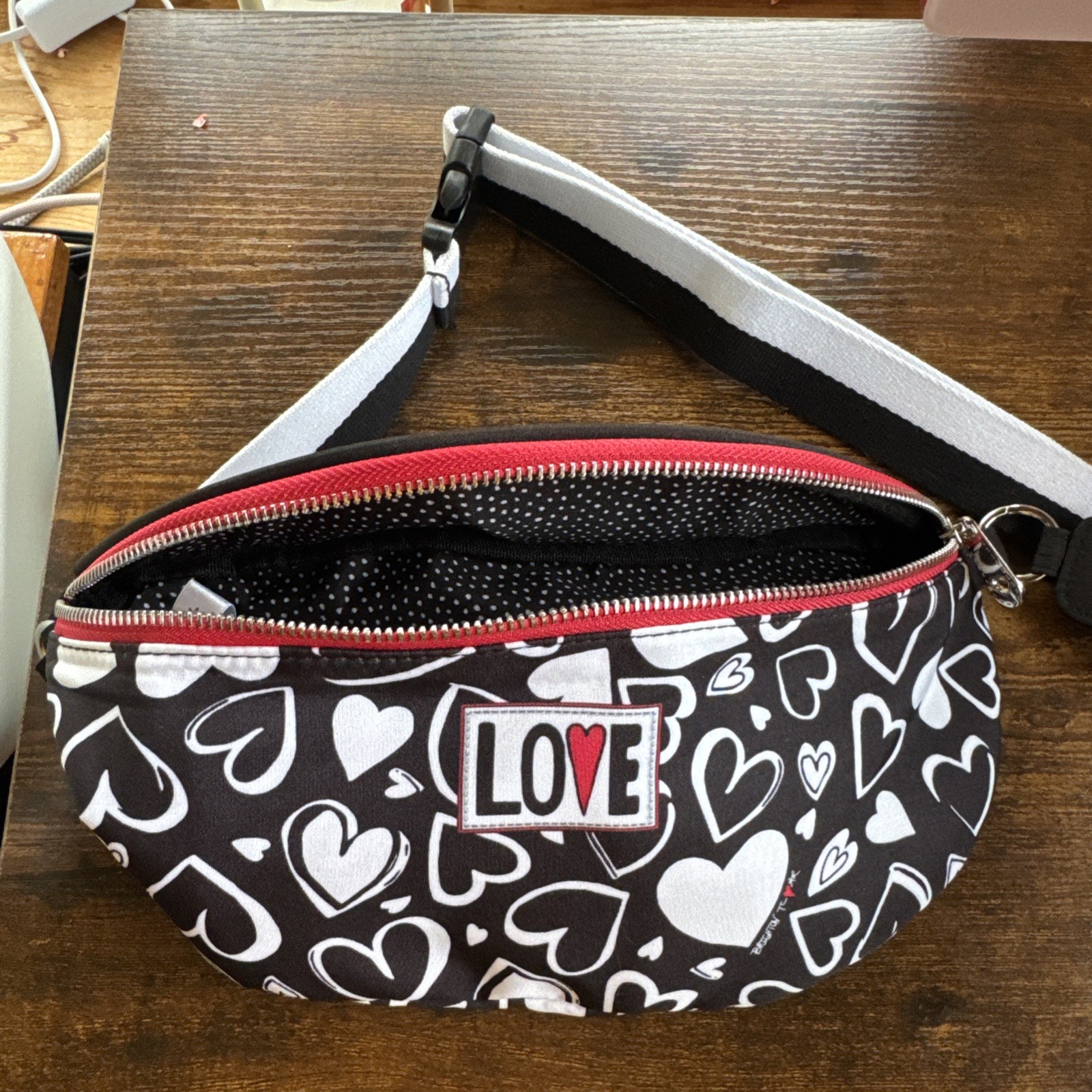 New Brighton Endless Love Belt Bag Fanny Pack Black White Womens Casual Crossbody