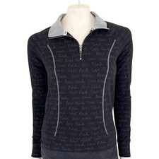 PINK - VICTORIA'S SECRET Long Sleeve Quarter Zip Pullover Black Gray WOMENS XS