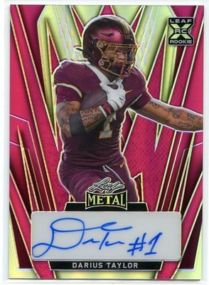 2024 Leaf Metal DARIUS TAYLOR Pink Prismatic Auto Rookie RC #2/7