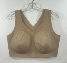 Evelyn Bobbie Classic Defy Bra Size XL Sand Nude Pull Over Style Removable Pads
