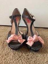Betsey Johnson Polka Dot T-Strap High Heel Womens Size 8M