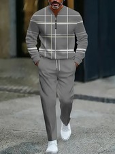 Men's Outfit 2 Piece Set Shirt Pants Suit PLUS SIZE BIG 4XL