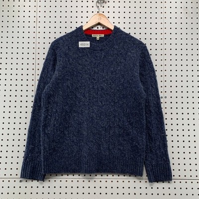 Alex Mill Cable Knit Sweater Mens S Blue Merino Wool Blend Crewneck Pullover