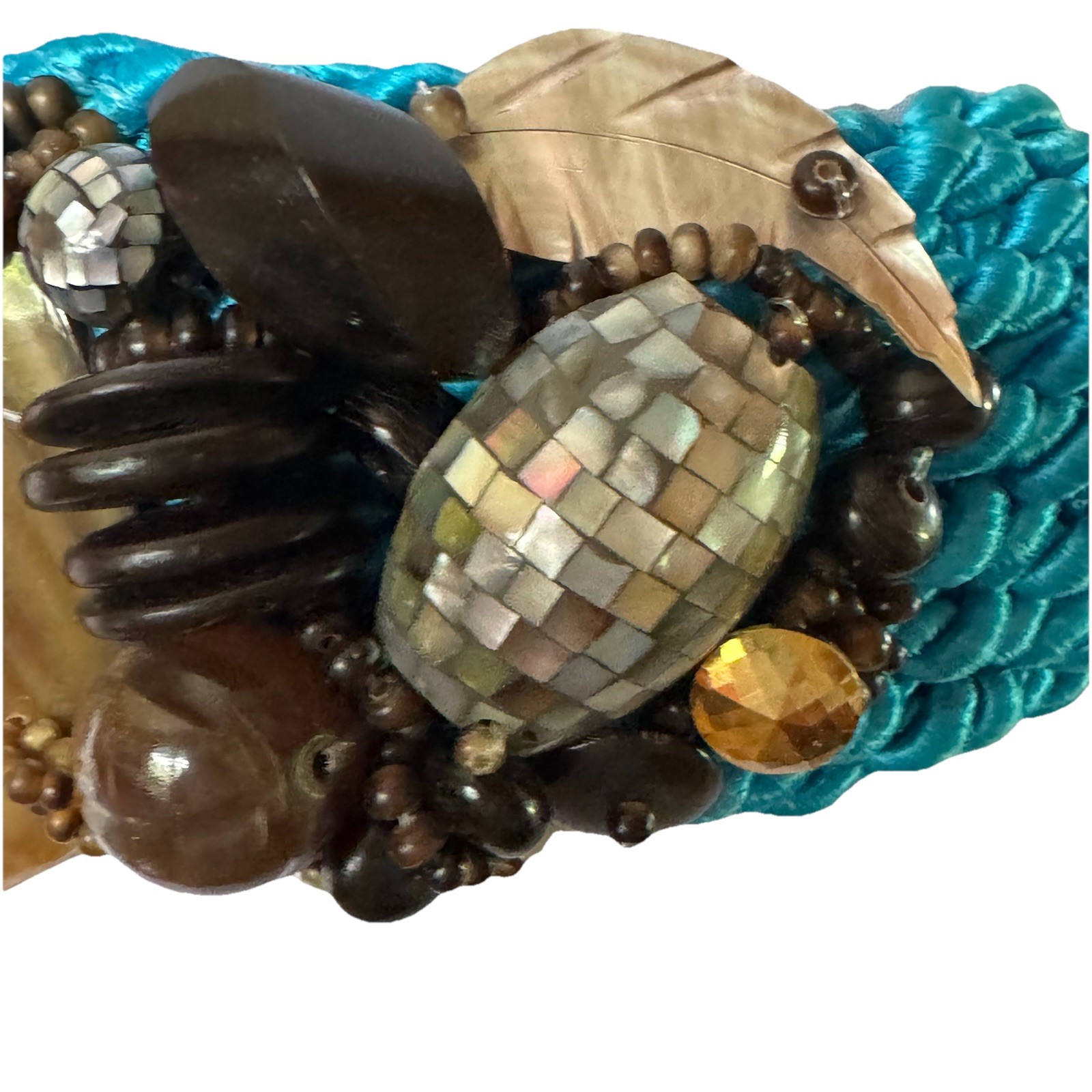 Twisted Blue Cord Statement Shell Beaded Women’s … - image 10