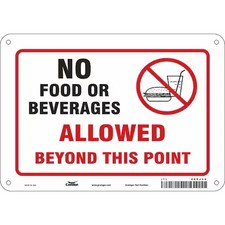 Condor 468J08 No Food Or Beverages Allowed Beyond This Point, 10 In W X 7 In H,