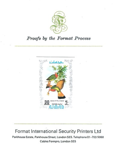 VAE Vereinigte Arabische Emirate Ajman 1971 Vögel Blumen Fauna Flora - Rare Proof MNH - Bild 3 von 3