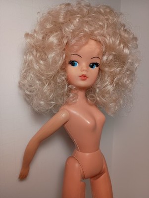 Sindy Doll Vintage OOAK REROOTED  Curls Blond New Lashes Cute EUC