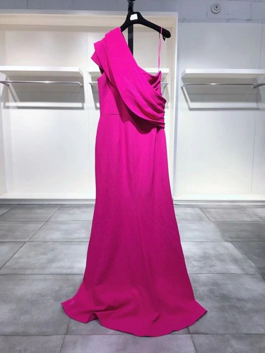 BADGLEY MISCHKA One-Shoulder Draped Crepe Gown 16 NWT - Picture 7 of 13