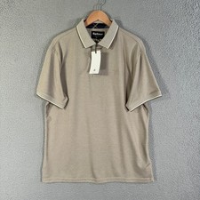 Barbour Sports Polo Shirt Mens Large Tan Beige Performance Quick Dry Wicking