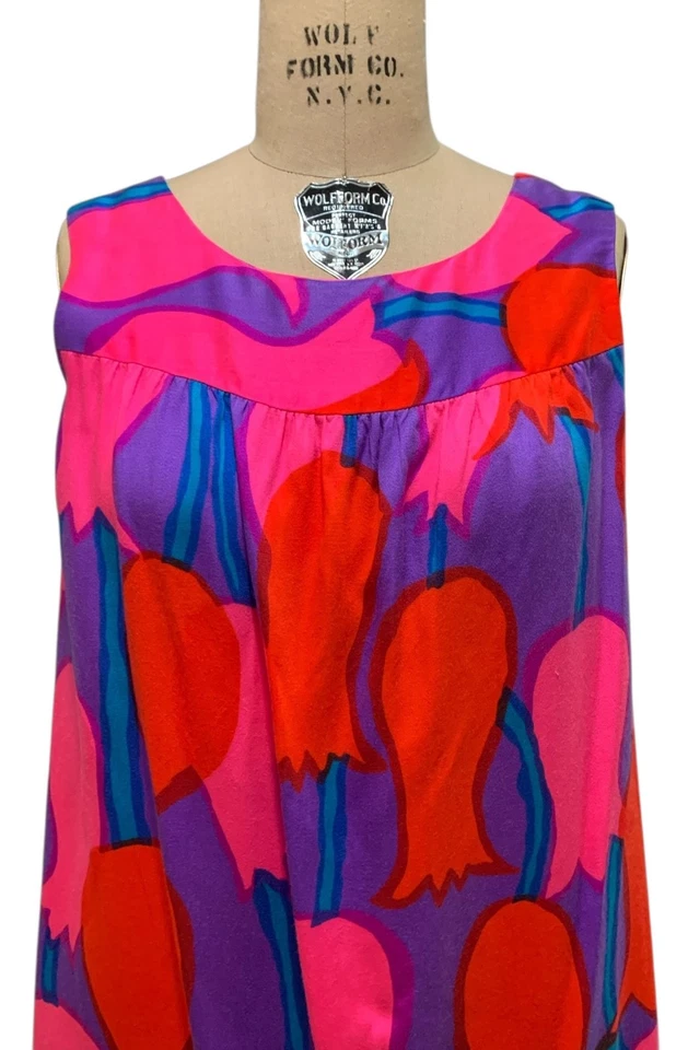 MAKAMAE O HAWAII Vintage 70s Women's A-line Sleeveless Dress - Sz M/L Pop Tulips - Image 2 of 4