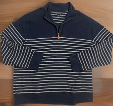 Lands End Sweater Sweatshirt Pullover Men's Navy 1/4 Zip Classic Sz XXL 50-52