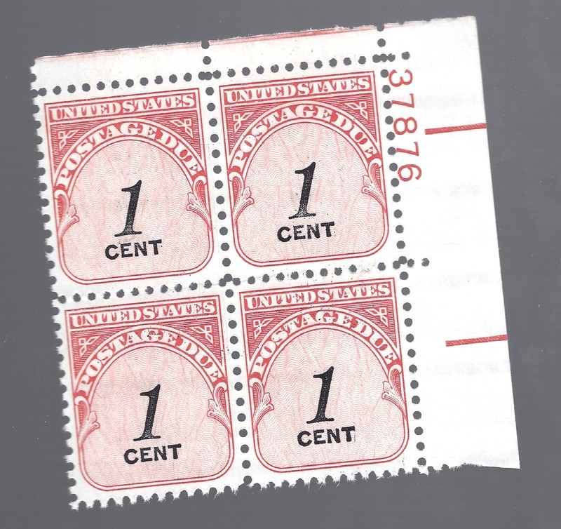 Stamp US J89, Postage Due, Plate Block, Shiny Gum, MNH