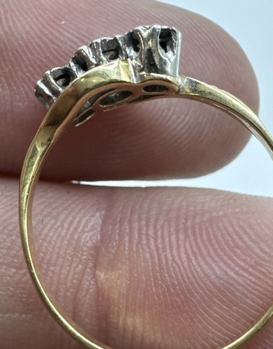 IMPRESIONANTE Anillo de Diamantes Conjunto Ilusión 3 Piedras Oro Amarillo y Platino 18ct De Colección - Imagen 11 de 24