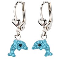 Kinder Ohrringe Delfin 925 Silber OhrhäNger MäDchen Kinderschmuck Creolen Herz