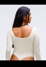 Lululemon Wundermost Square-Neck Long Sleeve Bodysuit Women XS Beige