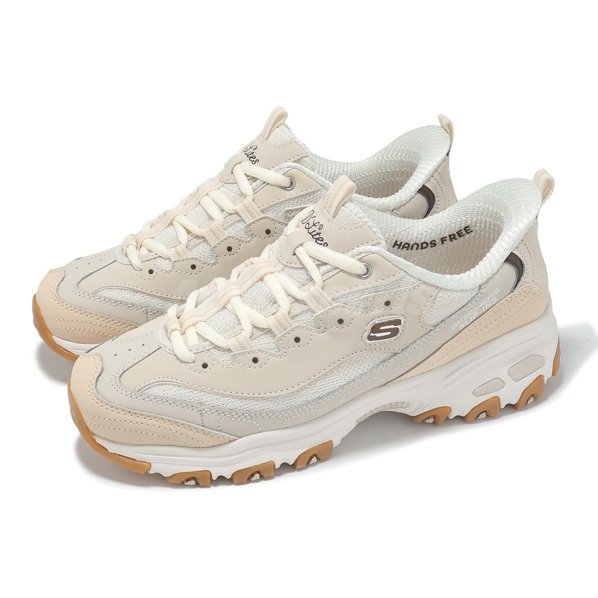 Skechers D Lites-Smooth Nostalgia Natural Taupe White Women Casual