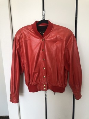 ESCADA BOMBER JACKET SOFT RED LEATHER SIZE 42 1980'S