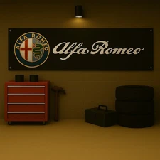 Alfa Romeo Visconti Serpent Flag – 71x24" Italian Luxury Garage Decor Sign