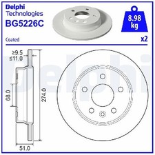 2x Delphi Scheibenbremse hinten 26113173 für Mercedes Renault