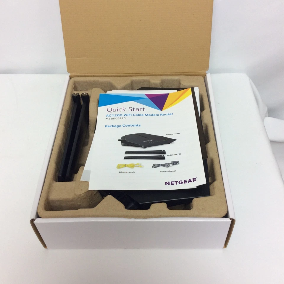 Netgear AC1200 WiFi Cable Modem Router Model C6220 Complete 802.11ac DOCSIS 3.0 - Image 4 of 4