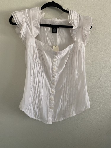 Wet Seal White Top Y2K Size M Button Up