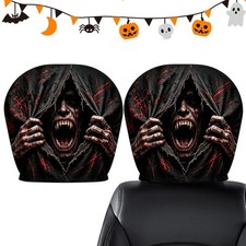 2PCS Horror Headrest Covers for Cars, Halloween Seat Headrest Protector Covers