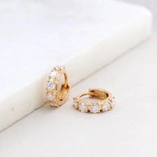 2CT Round-Cut Lab Created Huggie Hoop Fancy Earrings 14K Yellow Gold Plated