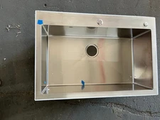 33 Inch Drop In Topmount 16 Gauge Stainless Steel Handmade Single Bowl Sink