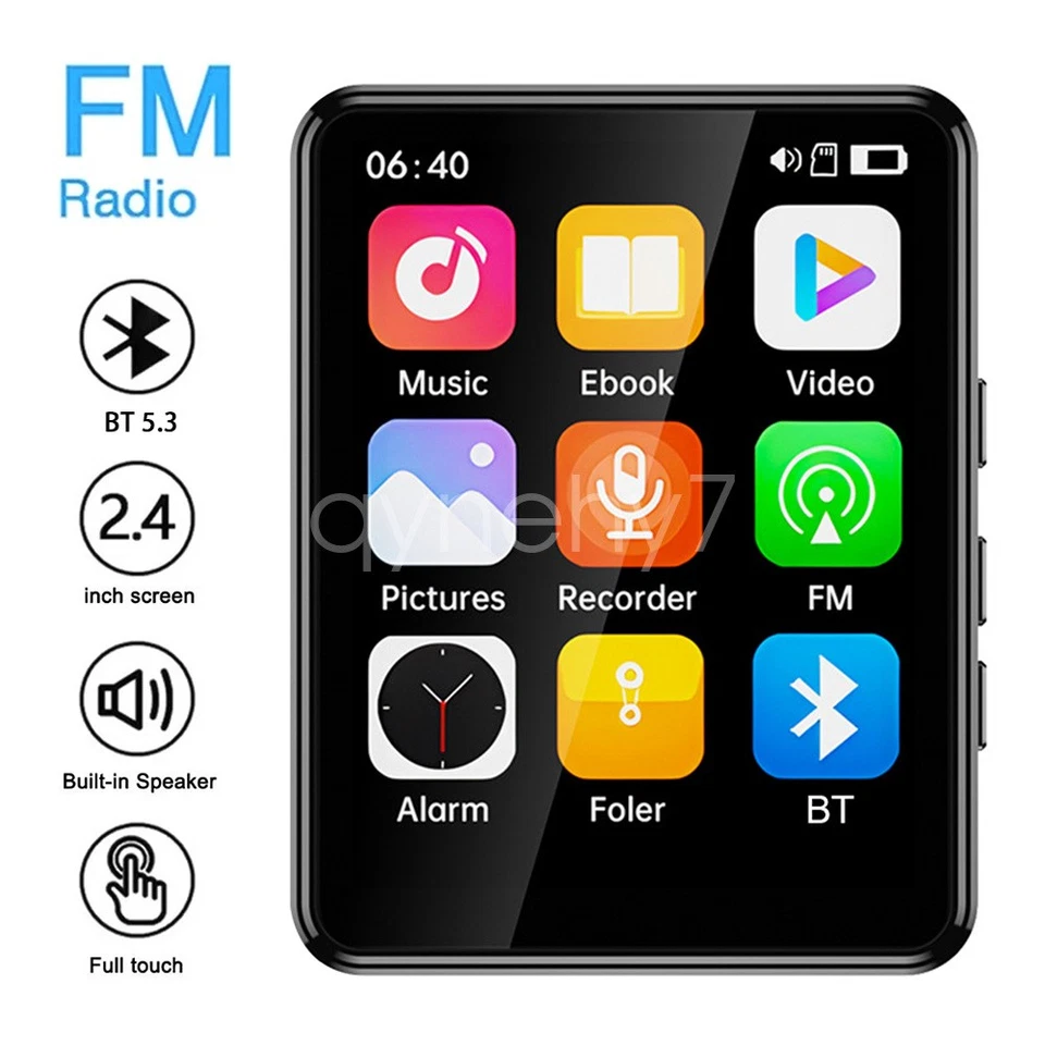 Portable MP4 MP3 Player Bluetooth 5.3 Touch Screen FM Radio Music Speaker Video - Image 3 of 4