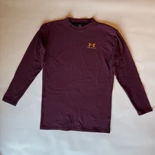 Underarmour Shirt Mens XL Maroon Cold Gear Base Layer Compression Tight Running