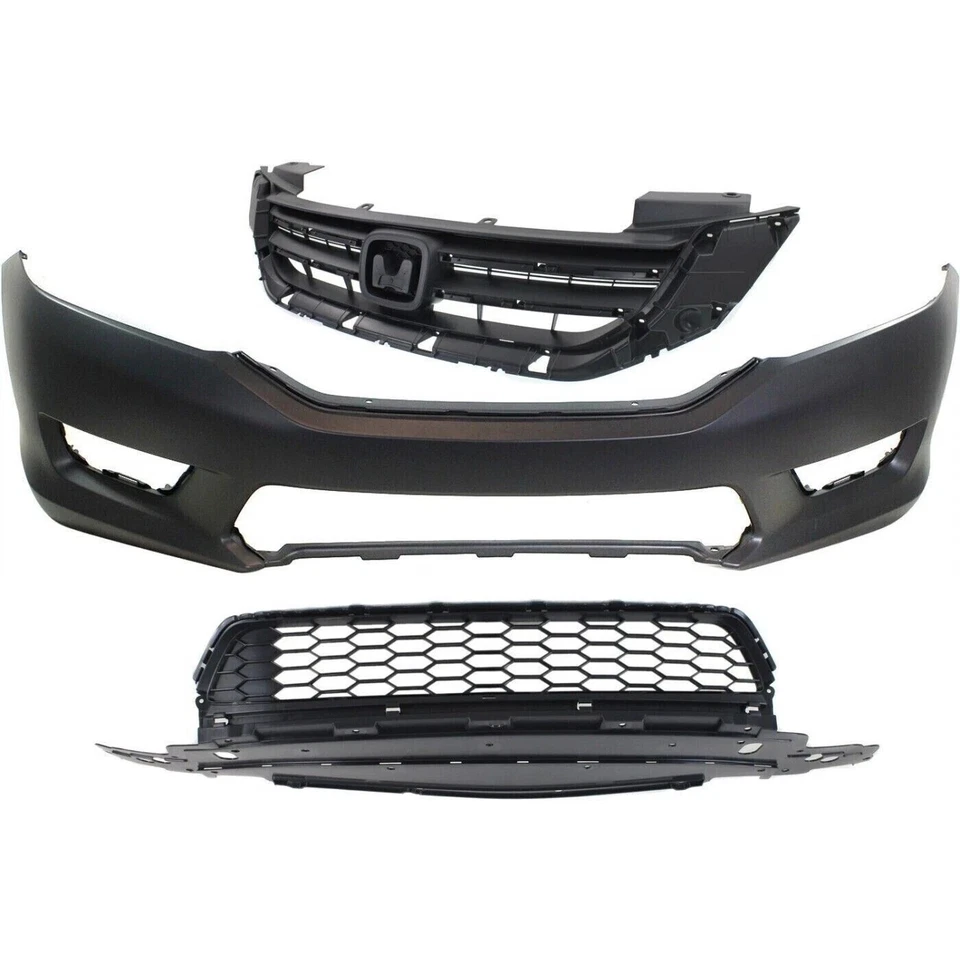 Fits 2013-2015 Honda Accord Front Bumper Cover And Bumper Uppe Lower Grille 3PC Foto 2 de 4