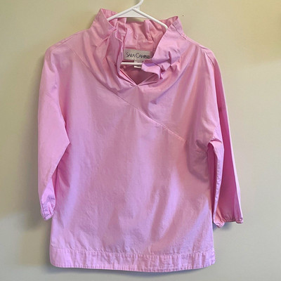Sara Campbell Womens Pink Organic Cotton Popover Tunic Blouse Stand Up Collar XS