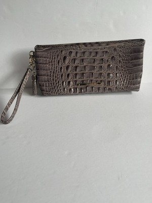 Brahmin Kayla Melbourne Crocodile/Alligator Embossed Zip Clutch Wristlet Bag