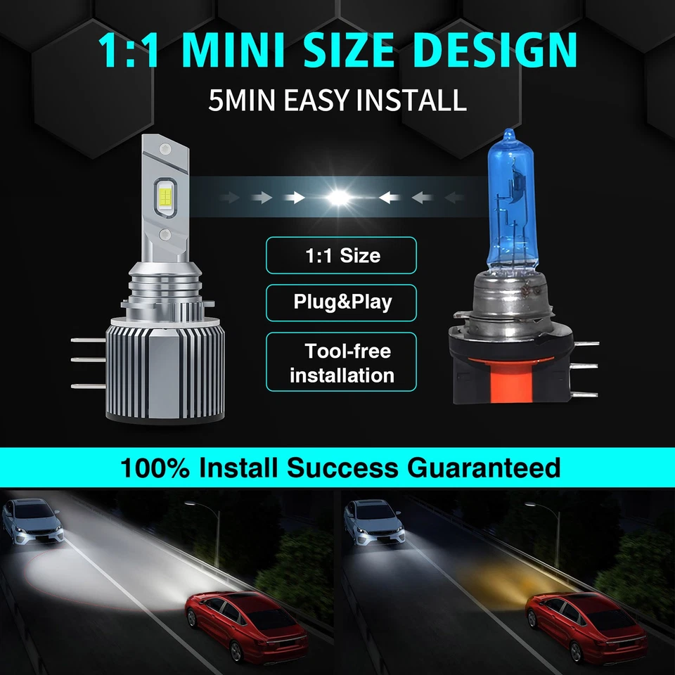 H15 适用于梅赛德斯-奔驰 A180 A200 A250 A45 AMG LED 车头灯灯泡高光束套件 — 第 2/4 张图片