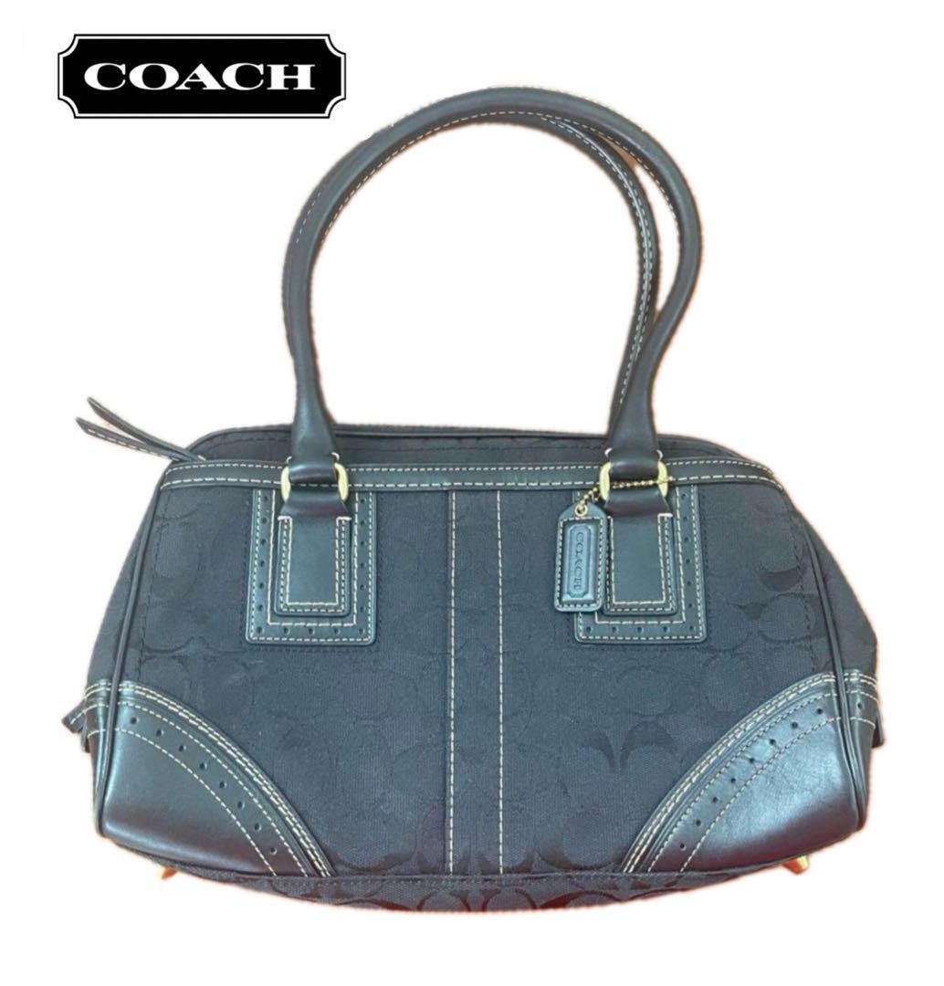 Coach Signature Black Leather Handbag-image