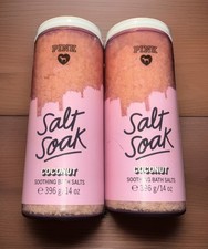 Lot of 2 Victoria's Secret Pink Salt Soak Coconut Soothing Bath Salts-14oz-New