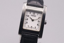 [Ecc+5] Orologio FENDI 7000L Quadrante Nero Cintura Pelle Argento Donna Quarzo GIAPPONE