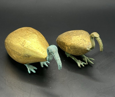 Ancient Egyptian God Thoth Ibis Bird Wood Bronze Carved Sculptures Gold Gilt
