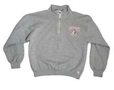 Youngstown State Sweater Russell Athletic Mens L Gray Pullover 1/4 Zip Vtg Y2K