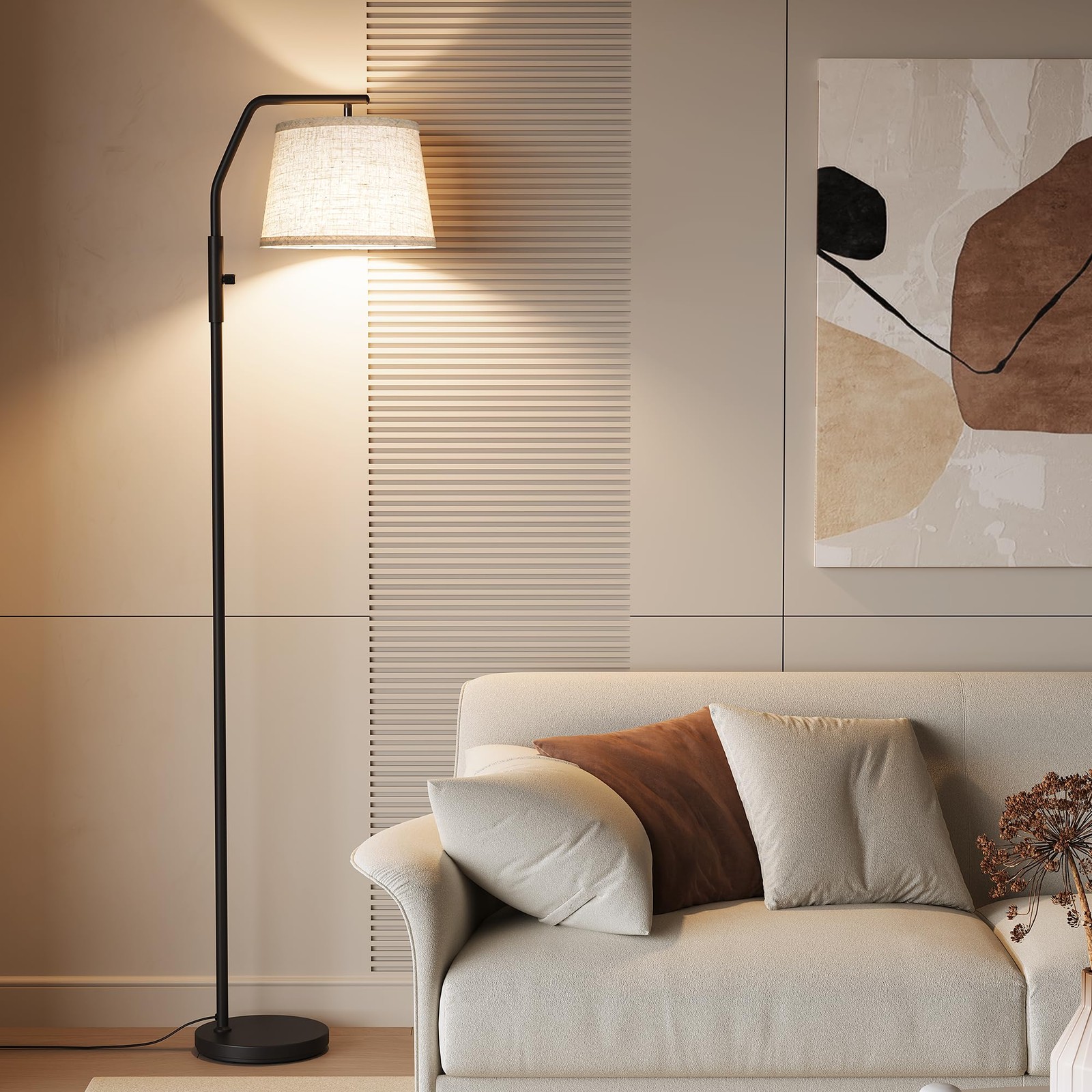 Modern Floor Lamp for Living Room & Bedroom with 9W Bulb and Adjustable Height