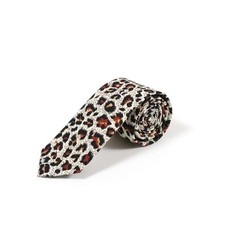 Men's Easter Floral Tie  Cotton Printed Skinny Necktie for Wedding Leopard 01