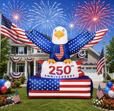 USA 250th Patriotic Inflatable American Eagle LED 4th of July Yard Decor, 6.Ft
