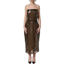 DOLCE & GABBANA Dress Brown Transparent Vinyl Sheath Midi IT42/US8/M RRP 3380usd