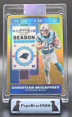 2019 Panini Contenders Optic Christian McCaffrey Gold Prizm Card #'d 3/10 SSP