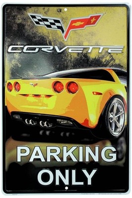 US Schild 30 x 45 cm motivgeprägt neu + ovp Gelbe Corvette Parking only