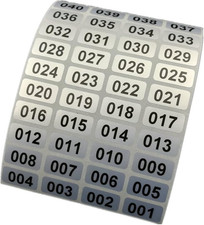 Consecutive Number Inventory Stickers Waterproof 0.39 X 0.78 Inch Black Printing